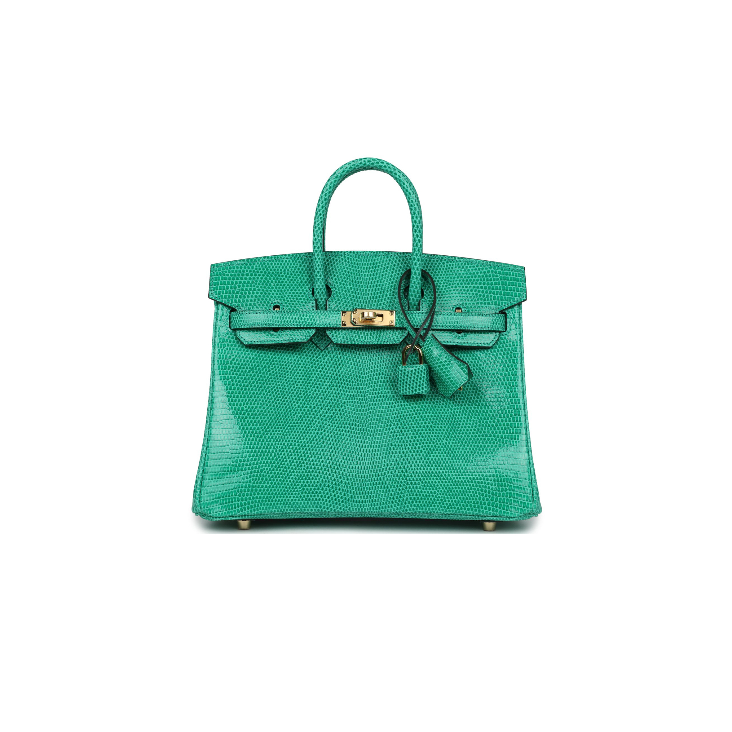 HERMÈS MASTER BIRKIN 25 LIZARD BAMBOO GREEN GOLD BUCKLE H028352CA19 (25*20*13cm)